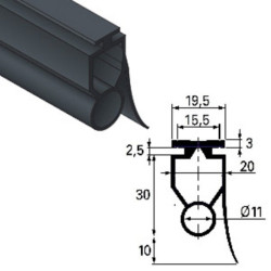 V14 - Joint caoutchouc profilé optique barre palpeuse