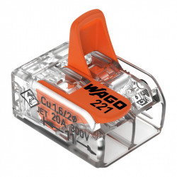 Borne de raccordement Wago 221-412 – 2 fils avec levier – Orange