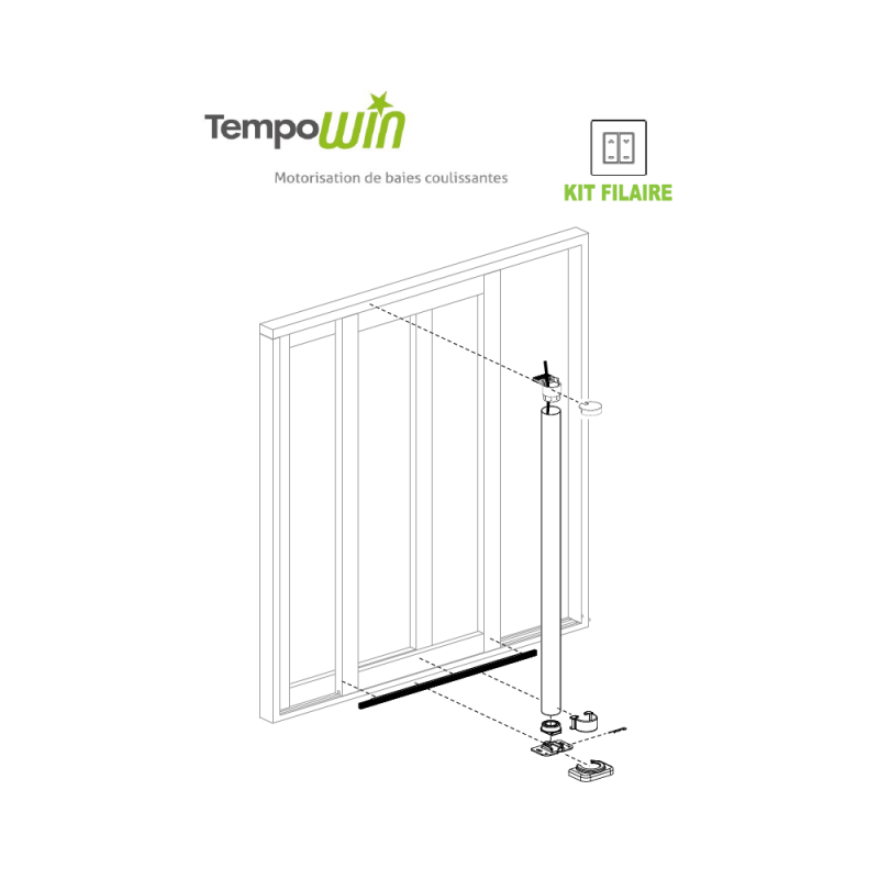 Motorisation baie coulissante Deprat Win Fil blanc – Tube 2400 mm