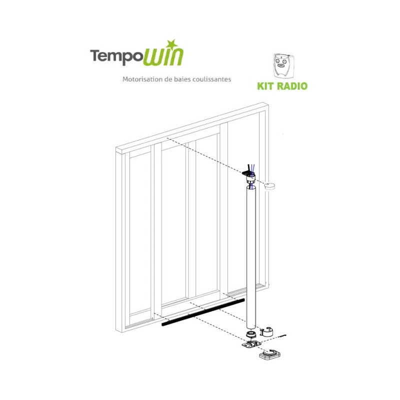 Motorisation baie coulissante Deprat Win Com blanc – Tube 2400 mm