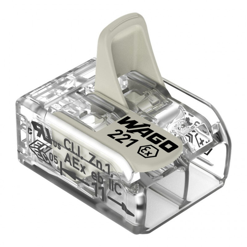 Borne de connexion 2 fils Wago 221-482 – Certifiée ATEx / Ex