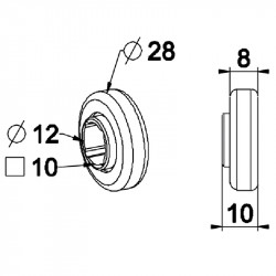 Roulement à bille volet roulant Ø28 mm - Alésage 12 mm / Carré 10