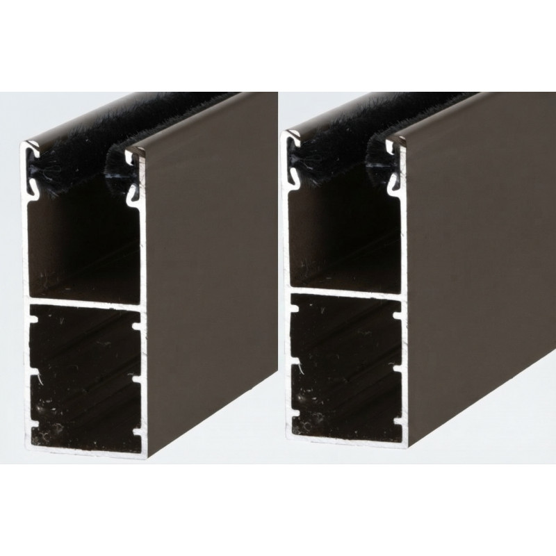 Coulisses volet roulant alu - 53 x 22 mm - Marron - 2450 mm