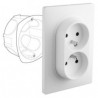 Double prise encastrée Debflex Caly - 1 poste avec terre 16A - Blanc