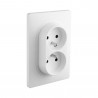 Double prise encastrée Debflex Caly - 1 poste avec terre 16A - Blanc pur mat