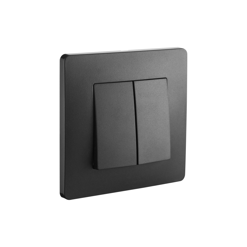Double interrupteur va et vient encastré Debflex Caly 10A - Noir intense mat