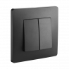Double interrupteur va et vient encastré Debflex Caly 10A - Noir intense mat
