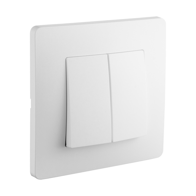 Double interrupteur va et vient encastré Debflex Caly 10A - Blanc pur mat