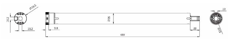 Dimensions moteur Solaire AOK 35 mm