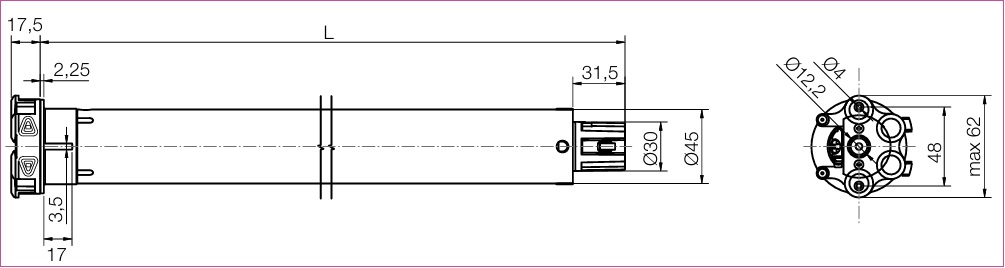 Dimensions moteur Nice Era EasyPlus M