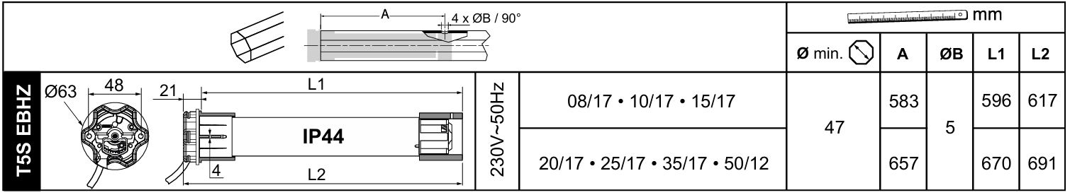 Dimensions moteur Simu T5S Ebhz